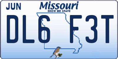 MO license plate DL6F3T