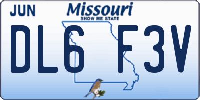 MO license plate DL6F3V