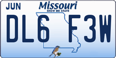 MO license plate DL6F3W