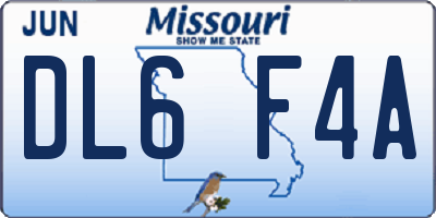 MO license plate DL6F4A