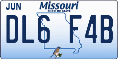 MO license plate DL6F4B