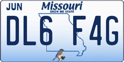MO license plate DL6F4G