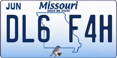 MO license plate DL6F4H