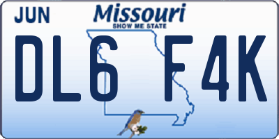 MO license plate DL6F4K