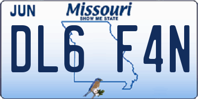 MO license plate DL6F4N