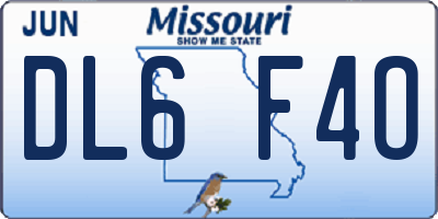 MO license plate DL6F4O