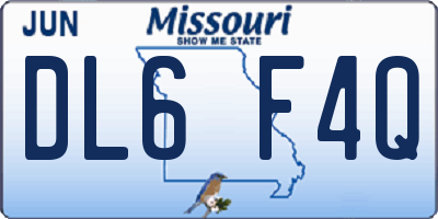 MO license plate DL6F4Q
