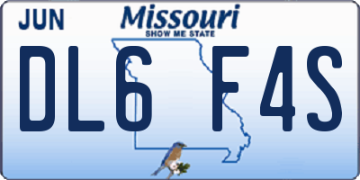 MO license plate DL6F4S