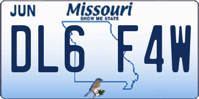 MO license plate DL6F4W