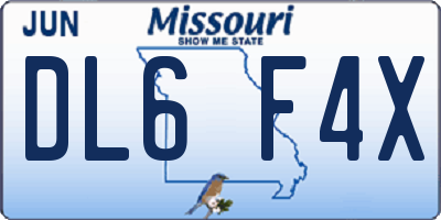 MO license plate DL6F4X