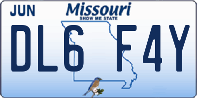 MO license plate DL6F4Y