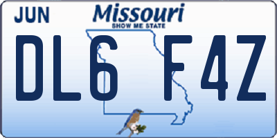 MO license plate DL6F4Z