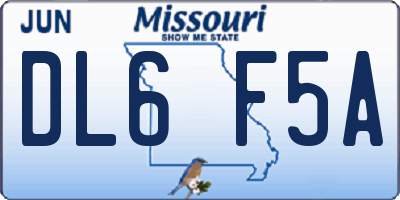 MO license plate DL6F5A