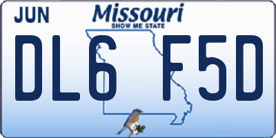 MO license plate DL6F5D