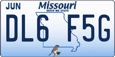 MO license plate DL6F5G