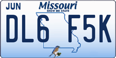 MO license plate DL6F5K