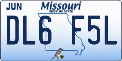 MO license plate DL6F5L