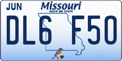 MO license plate DL6F5O