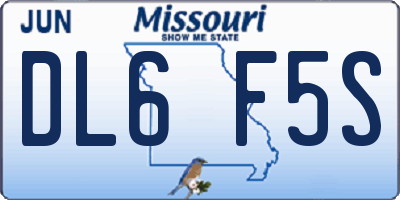 MO license plate DL6F5S