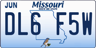 MO license plate DL6F5W