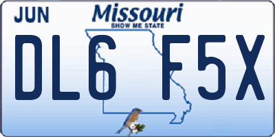 MO license plate DL6F5X