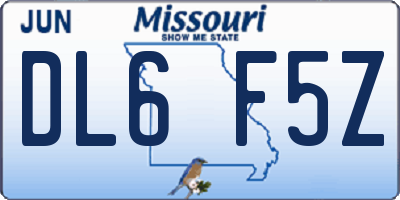 MO license plate DL6F5Z