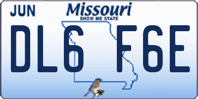 MO license plate DL6F6E