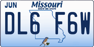MO license plate DL6F6W