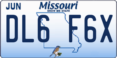 MO license plate DL6F6X