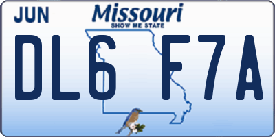 MO license plate DL6F7A