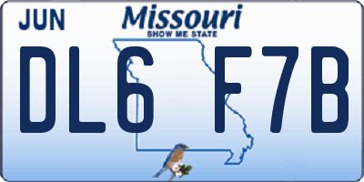 MO license plate DL6F7B
