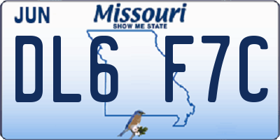 MO license plate DL6F7C
