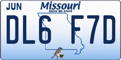 MO license plate DL6F7D