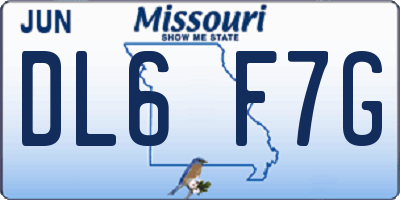 MO license plate DL6F7G