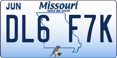 MO license plate DL6F7K