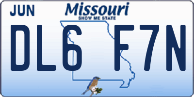 MO license plate DL6F7N