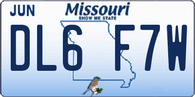 MO license plate DL6F7W