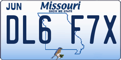 MO license plate DL6F7X