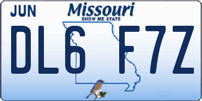 MO license plate DL6F7Z