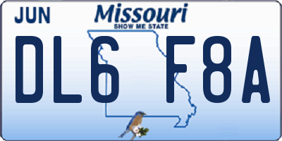 MO license plate DL6F8A