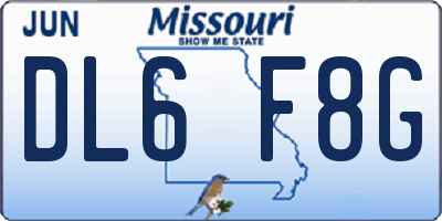 MO license plate DL6F8G