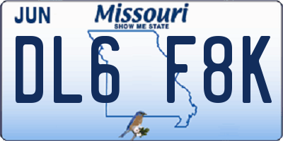 MO license plate DL6F8K
