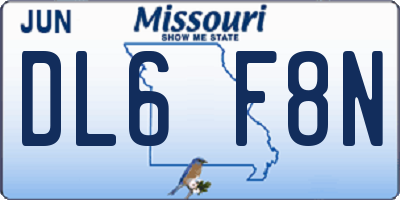 MO license plate DL6F8N