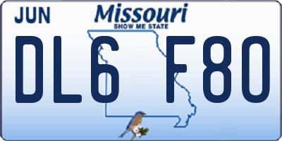 MO license plate DL6F8O
