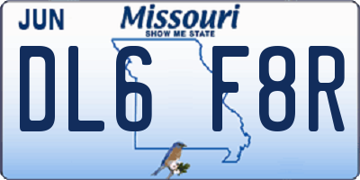 MO license plate DL6F8R