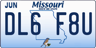 MO license plate DL6F8U