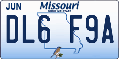 MO license plate DL6F9A