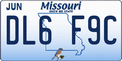 MO license plate DL6F9C