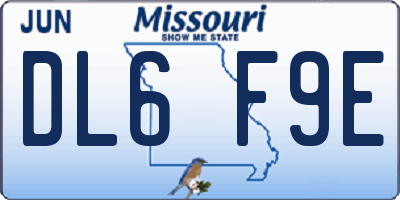 MO license plate DL6F9E