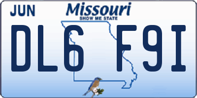 MO license plate DL6F9I